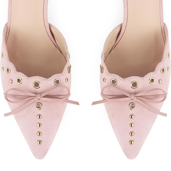 NEW IN BOX Pink Suede Pointy Toe Heeled Mules - Picture 3 of 10